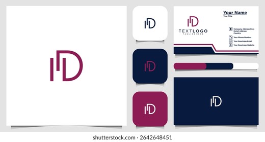 Elegant ID monogram logo designs with visiting card templates for branding identity