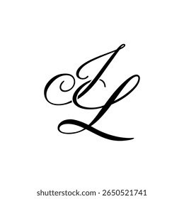 Elegant IL Monogram in Black Script – Stylish Calligraphy Initial Logo on White Background