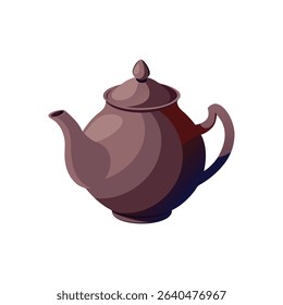 Elegant illustrated teapot with lid isolated on a white background ideal for design projects