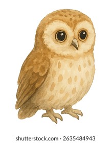 Elegant  illustration of a barn owl with soft earthy tones and heart-shaped face. Ideal for nature prints, wildlife decor, greeting cards, and mystical or woodland-themed designs.