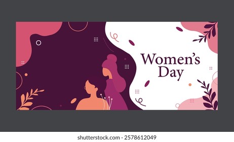 Elegant illustration for Women’s Day showing two women in a peaceful embrace, symbolizing the beauty of womanhood, love, and unity, celebrating the power of women around the world