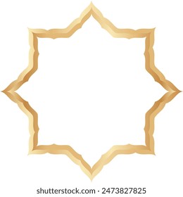 Elegant Illustration of Golden Islamic Border. Gold Luxury Ornament.