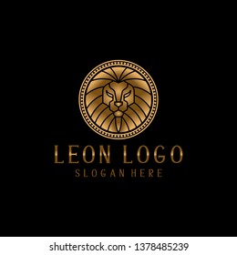 Elegante Illustration des Leon Circle Gold Logos Vorlage