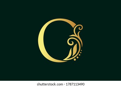 Elegant illustration logo design golden initial O