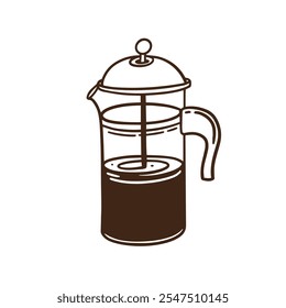 An elegant illustration showcasing a classic French press coffee maker designed specifically for brewing fresh coffee