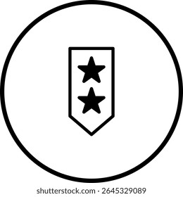Ilustração elegante mostrando uma insígnia de duas estrelas em um quadro circular
