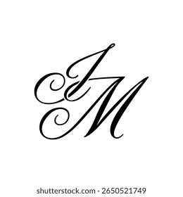 Elegante Monograma IM em preto Script - Caligrafia elegante logotipo inicial no fundo branco