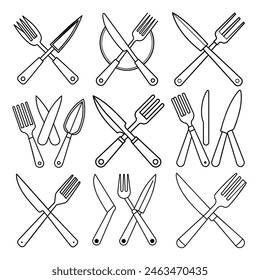 Elegant image of knives and forks arranged beautifully. Perfect for culinary blogs, restaurant menus, and lifestyle magazines. Highlights sleek design and sophistication, ideal for any dining-related 