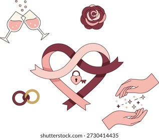 Imagens elegantes simbolizam amor, compromisso e celebração. Ideal para cartões comemorativos, projeto de design.