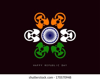 Elegant Indian flag theme design element on dark brown color background.
