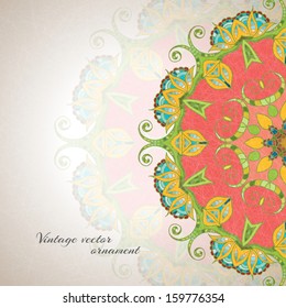 Elegant Indian ornamentation background. Stylish design. Can be used as a greeting card or wedding invitation