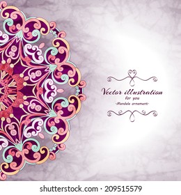 Elegant Indian ornamentation  background. Stylish design. Can be used as a greeting card or wedding invitation 