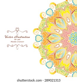 Elegant Indian ornamentation background. Stylish design. Can be used as a greeting card or wedding invitation