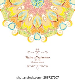 Elegant Indian ornamentation background. Stylish design. Can be used as a greeting card or wedding invitation