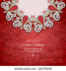 Elegant Indian ornamentation on a vintage background. Stylish design. Can be used as a greeting card or wedding invitation