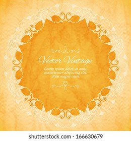 Elegant Indian ornamentation on a vintage background. Stylish design. Can be used as a greeting card or wedding invitation