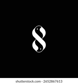 Elegant Infinity Number 8 with Two Birds Logo with black background. 