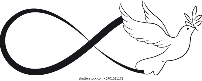 Elegant infinity sign with bird, vector illustration