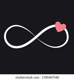 Elegante signo de infinito con corazón, ilustración vectorial