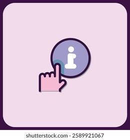 Elegant Info Icon with Hand Cursor Interaction Design