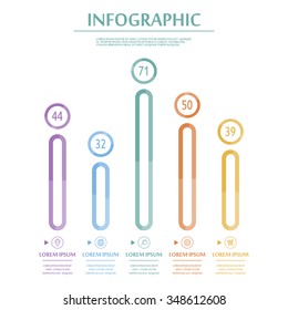 elegant infographic template design with thin line bar chart