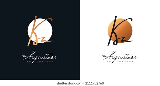 Elegant Initial K and A Logo Design in Handwriting Style. KA Signature Logo or Symbol for Wedding, Fashion, Jewelry, Boutique, Botanical, Floral and Business Identity