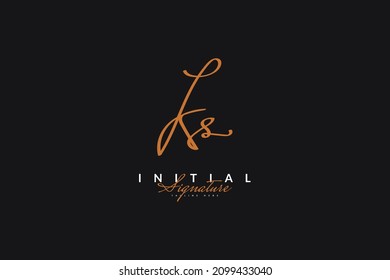 Elegant Initial K and S Logo Design in Vintage Handwriting Style. KS Signature Logo or Symbol for Wedding, Fashion, Jewelry, Boutique, Botanical, Floral and Business Identity