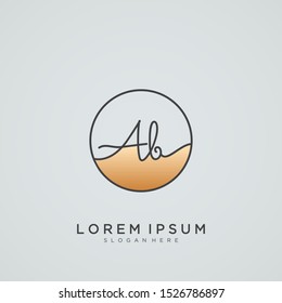 Elegant Initial Letter AB Logo With Circle.