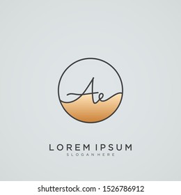 Elegant Initial Letter AE Logo With Circle.