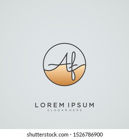 Elegant Initial Letter AF Logo With Circle.