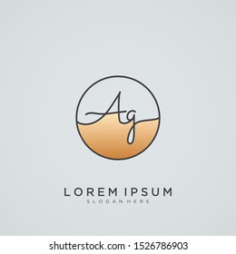 Elegant Initial Letter AG Logo With Circle.
