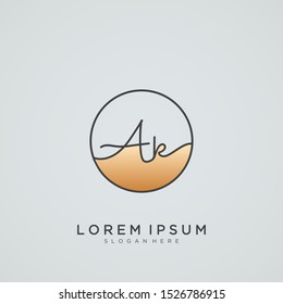 Elegant Initial Letter AK AR Logo With Circle.