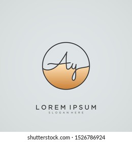 Elegant Initial Letter AY Logo With Circle.
