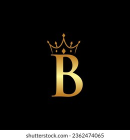 elegant initial letter B with crown logo vector, Creative Lettering Logo Vector Illustration.