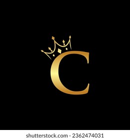 elegant initial letter C with crown logo vector, Creative Lettering Logo Vector Illustration.