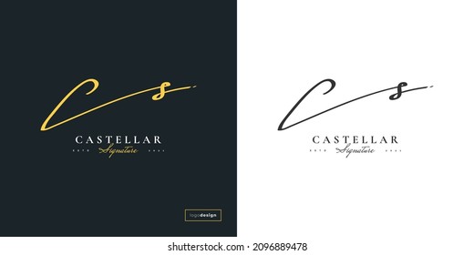 Elegant Initial Letter C and S Logo Design with Handwriting Style. CS Signature Logo or Symbol for Business Identity