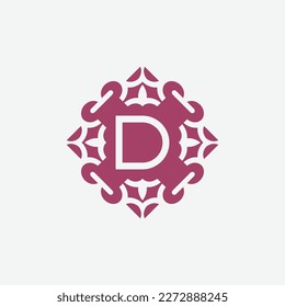 letra inicial elegante logotipo del emblema del cuadrado ornamento abstracto D