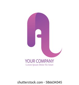 elegant a initial letter flat 3d typography design logotype for brand and company identity. gradient purple color
