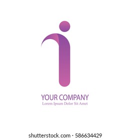 elegant i initial letter flat 3d typography design logotype for brand and company identity. gradient purple color