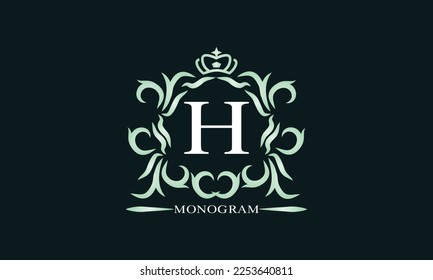 Elegant initial letter H logo. Vector illustration for restaurant, boutique, hotel, heraldic, jewelry, fashion, business signs or banner, labels.