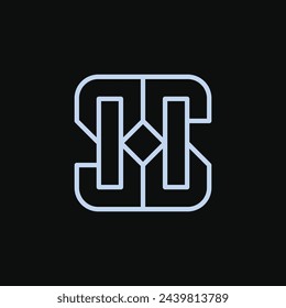 elegant initial letter HS or SH outline logo