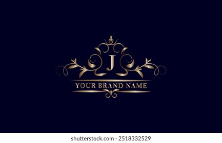 Elegante letra inicial J monograma Plantilla. Ilustración exquisita de la marca de la compañía, emblema para el restaurante, Regalías, boutique, café, hotel, heráldico, joyería, moda.