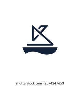 Elegant Initial Letter K Boat Yacht Logo