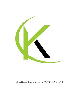 Elegante Vector de diseño de logotipo de letra K inicial. Compañía del logotipo de K. Plantilla de Vector de diseño de logotipo de casa verde K