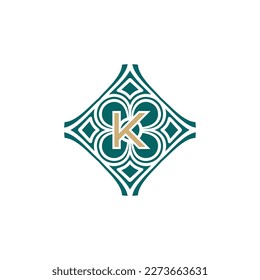 letra inicial elegante logotipo de marco de patrón abstracto único K