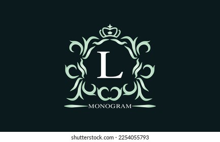 Elegant initial letter L logo. Vector illustration for restaurant, boutique, hotel, heraldic, jewelry, fashion, business signs or banner, labels.