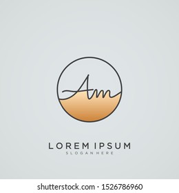Elegant Initial Letter AM Logo With Circle.