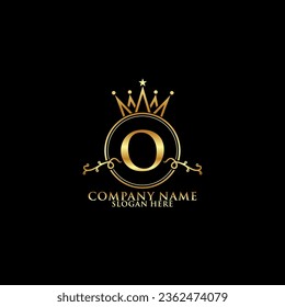 elegant initial letter O with crown logo vector, Creative Lettering Logo Vector Illustration.