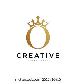 Elegant initial letter O with crown logo design. Premium Vector