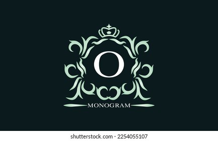 Elegant initial letter O logo. Vector illustration for restaurant, boutique, hotel, heraldic, jewelry, fashion, business signs or banner, labels.